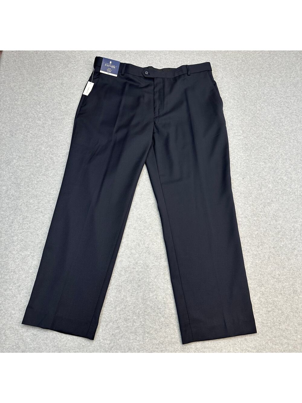 Stafford Dress Pants 40x30 Navy Wool Blend Travel Classic Fit Year Round Trouser